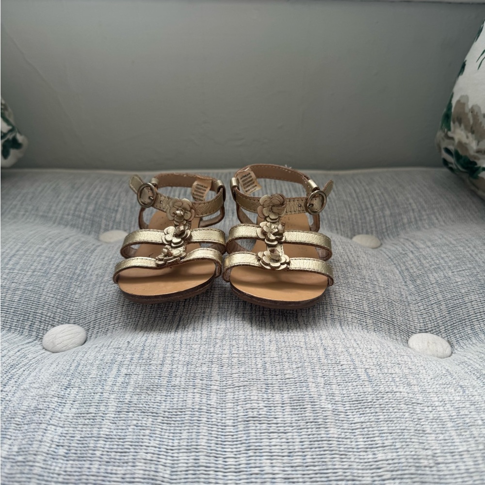 Janie and Jack Metallic Gold Flower Sandals